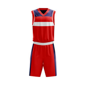 Maillot de basket-ball personnalisé, uniforme pour hommes et femmes |   Uniforme de basket-ball d'équipe imprimé par sublimation de couleur rouge en gros - Product Image 1