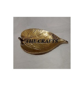 Plateau de service en feuille de la meilleure qualité fait à la main en aluminium en forme de feuille plateau de vanité plat en feuille à des prix abordables - Product Image 2