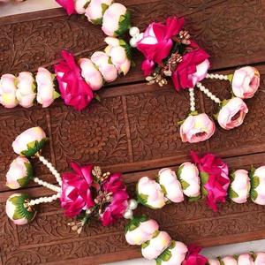 Lot de 2 colliers de fleurs artificielles Shubh Vivah faits à la main, cadeau pour le marié, fleurs de mariée pour anniversaire de mariage - Product Image 2