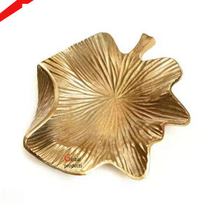 Nouveau plateau de service en aluminium au design feuille pour la décoration de fête d'hôtel à la maison - Product Image 1