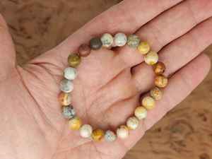 Natural Round Lace Agate <b>Beaded</b> Handmade Protection Stone Elastic <b>Bracelet</b> Wholesale Crystal Jewelry for <b>Men</b> & Women - Product Image 3