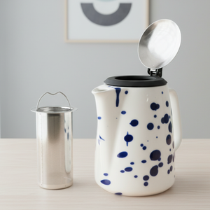 Théière en porcelaine de qualité supérieure 3460995-0.8, design nordique, durable, avec passoire en acier inoxydable et poignée en fil métallique - Product Image 4