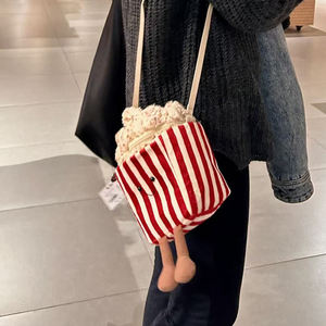 Jelly Catt Popcorn Doll Classic <b>Red</b> White Striped Soft Plush Toy Plush Backpack PP Cotton Filled Unisex Internet <b>Purses</b> - Product Image 4