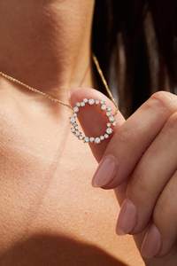 14K oro laboratorio cultivado diamante racimo colgante collar diamante colgante fino colgante aniversario regalo para mujeres - Product Image 4