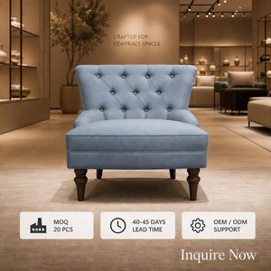 Sillón Moderno Tapizado en Lino con Patas de Madera de Roble Macizo para Sala de Estar, Dormitorio, Hotel, Muebles para el Hogar - Product Image 6