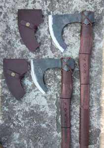 Custom Handmade High Carbon Steel Viking Hatchet Industrial Grade Leather Sheath Natural Wood <b>Handle</b> 1 Year Warranty Camping - Product Image 3