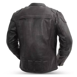 Black Motorbike Leather Jackets Two Pockets White Long Sleeves Turtle Neck Moto Jackets Personalized Design <b>Road</b> Bikers Jacket - Product Image 3
