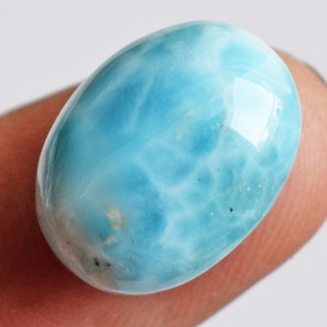 Cabujón de Larimar del Mar Caribe Natural, forma ovalada, tamaño 3-21 MM, piedra de Stefilia pulida lisa de República Dominicana - Product Image 4