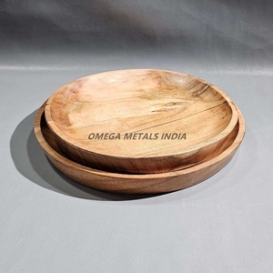 Bandeja redonda de madera natural de tendencia superior 2 piezas con textura de grano fino para un servicio elegante y una exhibición interior moderna - Product Image 3