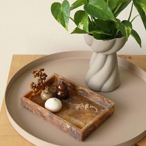 Nueva llegada bandeja de joyería rectangular de resina marrón con efecto de mármol elegante bandeja de servicio decorativa para el hogar y la cocina - Product Image 1