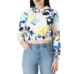 Pull-over brodé personnalisé à manches longues, sweat-shirt à capuche pour femmes, sweat-shirt court d'hiver sans poche, col à capuche - Product Image 3