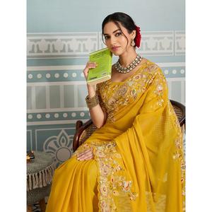 Toptan Geleneksel Kadın İpek Sareesi, El Dokuması Zengin Pallu Altın Zari Hızlı Kuruyan Parti ve Etkinlikler İçin Kullanılır - Product Image 2