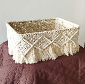 Elegante Cesta de Macramé para Almacenamiento en el Hogar, Decoración que Crea un Estilo Boho Natural para la Organización de la Sala de Estar y el Dormitorio - Product Image 1