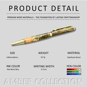 Collection Amber : Stylo à bille en bois stabilisé de luxe fait à la main, largeur d'écriture de 0,7 mm, cadeau d'affaires, souvenir de mariage - Product Image 2