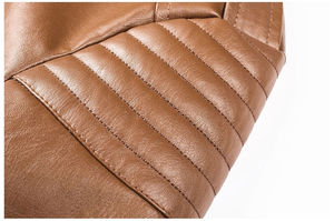 Veste en cuir pour homme, style vintage, fermeture éclair, cuir vieilli, élégante, durable, tendance, vêtements d'extérieur pour homme - Product Image 5