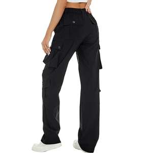 กางเกงคาร์โก้เอวสูงมีหลายกระเป๋าสำหรับผู้หญิงกางเกงคาร์โก้น้ำหนักเบาระบายอากาศได้และหลวมพอดีปรับเอวได้สำหรับฤดูหนาว - Product Image 5