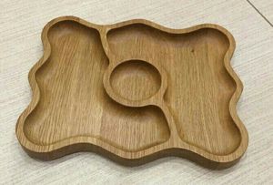 Vente chaude plateau à copeaux de bois d'acacia et trempette avec bol en céramique élégant plateau de service rond pour collations et trempettes - Product Image 6