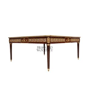 โต๊ะกาแฟทรงสี่เหลี่ยมหรูหรา พร้อมลวดลายไม้ประณีตและรายละเอียดทองเหลือง สำหรับตกแต่งห้องนั่งเล่นอย่างสง่างามและเหนือกาลเวลา - Product Image 5