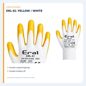 ถุงมือทำงานเคลือบไนไตรล์สีเหลือง-ขาว - Product Image 3