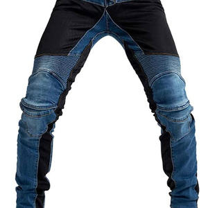 Jeans en denim ajustés unisexes personnalisables, taille plus, extensibles, fermeture à boutons, protection pour la conduite à moto, hiver et été - Product Image 5