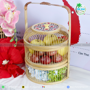 ตะกร้าไม้ไผ่ทำมือสำหรับตกแต่งบ้านสไตล์ชนบทโบฮีเมียนและมินิมอล - Product Image 2