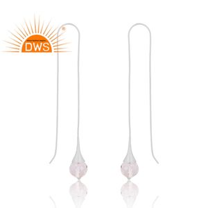 Pendientes colgantes de plata de ley fina hechos a mano con cristal de cuarzo natural, joyería personalizada para mujer, regalo para ella. - Product Image 4