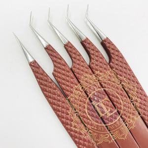 แหนบสีน้ำตาลอ่อนสำหรับต่อขนตาฉลากติดเพชรแบบกำหนดเองได้สีเงินทนทานทำจากสเตนเลสสตีล - Product Image 2