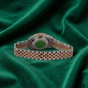 Montre de luxe PJ VVS Moissanite avec boîtier rond serti, deux tons, acier inoxydable, cadran vert, verre saphir, automatique, unisexe, cadeau - Product Image 4