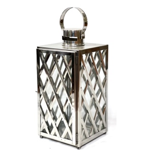 Lanterne porte-bougie moderne en acier inoxydable brillant, disponible en 3 tailles, pour la décoration intérieure, Noël et Pâques, durable - Product Image 6