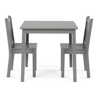 Meubles pour enfants, vente en gros, grande Table en bois grise pour enfants et ensemble de 2 chaises pour l'étude des tout-petits