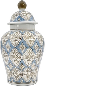 Fabriqué à la main chinois peint à la main en porcelaine bleue et blanche décorations pour la maison pot de gingembre en céramique avec couvercles Design - Product Image 5
