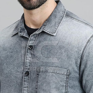 Chemises en jean durables pour hommes 100 % coton respirant à séchage rapide à manches courtes, conçues pour un style décontracté et confortable au quotidien - Product Image 6