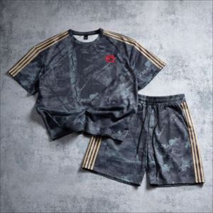 T-shirt et short pour homme de haute qualité, impression numérique personnalisée, respirant, streetwear, lavage à l'acide, polyester/coton, été, confortable - Product Image 2