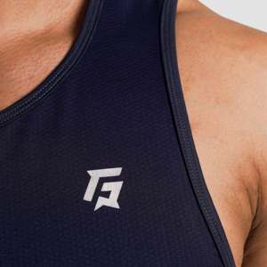 Men's <b>Navy</b> Logo Tank <b>Top</b> XL Size Gym Vest Breathable Polyester Mesh 3D Printed Muscle Style Hood Collar Bodybuilding Vest <b>Top</b> - Product Image 5