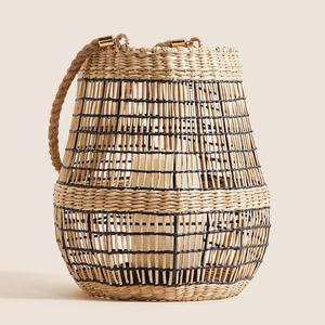 Accesorios decorativos para eventos de boda, farol de hierba marina iluminado, faroles de hierba marina de tejido natural - Product Image 1