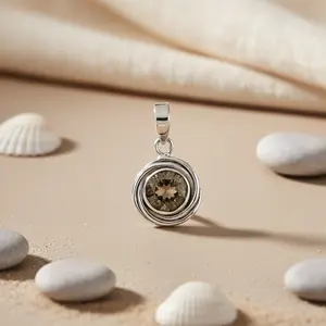 Colgante de Cuarzo Ahumado en Oro Rosa Hecho a Mano para Uso Diario de Mujer, Regalo - Product Image 3