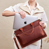 Maletín Bandolera de Cuero Genuino Vintage, Resistente, para Portátil, para Hombre y Mujer, para Oficina, Viajes, Elegante, Bolsa de Mensajero para Computadora