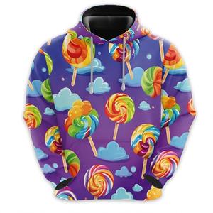Venta al por mayor 3D Impreso Arco Iris Caramelo Gráfico Sudaderas XS Hombres Moda Sudaderas Bordado Invierno Jerseys Dulces Snack Diseño - Product Image 4