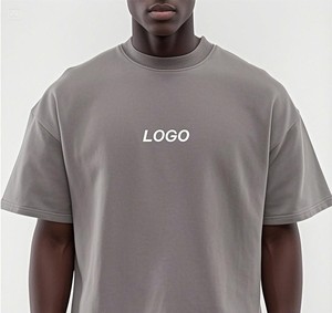 OEM personalizado gota hombro Streetwear peso pesado en blanco liso 100% algodón de gran tamaño cuello falso camiseta para hombres - Product Image 1