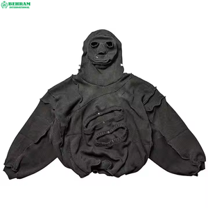 Sweat-shirt décontracté à capuche vierge coupe classique, 430 g/m², 100 % coton molletonné/éponge française, délavage à la pierre, avec logo personnalisé et conception OEM - Product Image 5