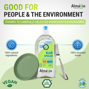 AlmaWin – Rinse-dish liquide 500 ml, respectueux de l'environnement, anti-calcaire, sans parfum, pour lave-vaisselle – Pour une vaisselle impeccable - Product Image 3