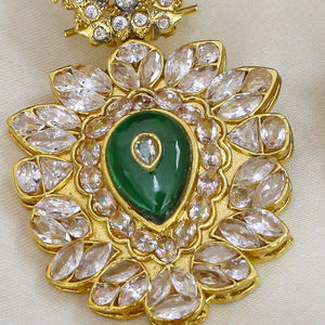 High Quality <b>Gold</b> <b>and</b> Silver Plated <b>Necklace</b> <b>Set</b> in Cz <b>and</b> Green Stones With <b>Earrings</b> - Product Image 4