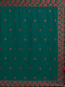 Trendmalls sin coser Vichitra seda Saree bordado pesado mujer K1043 blusa verde pieza fiesta estilo boda invierno indio - Product Image 5