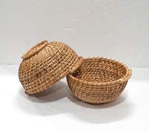 Ensemble de 2 bols à fruits élégants en rotin brun rond pour ustensiles de cuisine et cadeaux de fête de Noël - Product Image 4