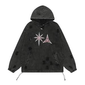 เสื้อมีฮู้ดแบบสวมหัวสำหรับผู้ชายเสื้อสไตล์วินเทจปรับแต่งโลโก้ซักกรดไซส์ใหญ่พิเศษ - Product Image 5