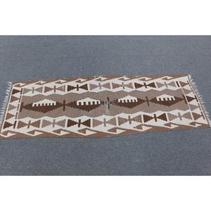 Vintage 1.7x5.2 ft Rug, Runner Turkish Rug, <b>Brown</b> Patchwork <b>Wool</b> Rug - Product Image 3