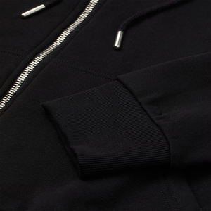 Sweat à capuche de couleur unie en coton noir de haute qualité du fabricant personnalisé en polaire, poids lourd, sweats à capuche zippés surdimensionnés - Product Image 5