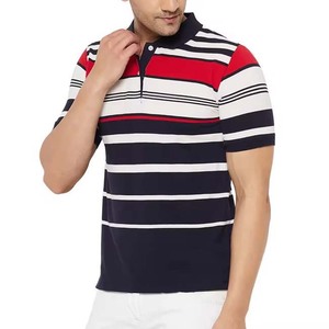 การออกแบบลายทางแฟชั่นใหม่สไตล์ OEM โลโก้ที่กําหนดเองผ้าฝ้ายคุณภาพสูงระบายอากาศสไตล์ถนนสูงเสื้อโปโลผู้ชายขนาดใหญ่ - Product Image 4