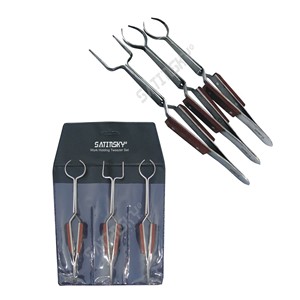 Ensemble de 3 pinces de maintien en acier inoxydable, auto-serrantes, à poignées rondes, ovales et en U, avec pointes pointues - Product Image 1