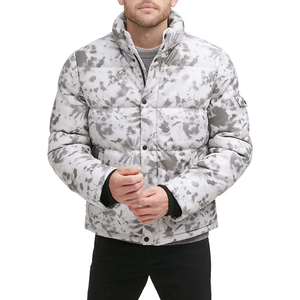 Veste matelassée à capuche imperméable en toile noire de haute qualité personnalisée pour hommes, hiver - Product Image 1